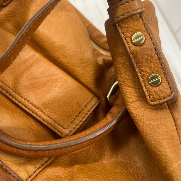 J. Crew 🧡 Marlow Cognac Brown Leather 🧡 Two Tone Hobo Bag Purse Tote - Picture 10 of 15